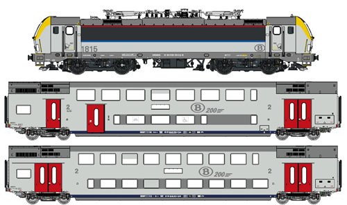 LS Models 12715S - Belgian Electric Locomotive 1815 & Passenger Coach Set of the SNCB -  3pcs (DCC Sound Decoder)